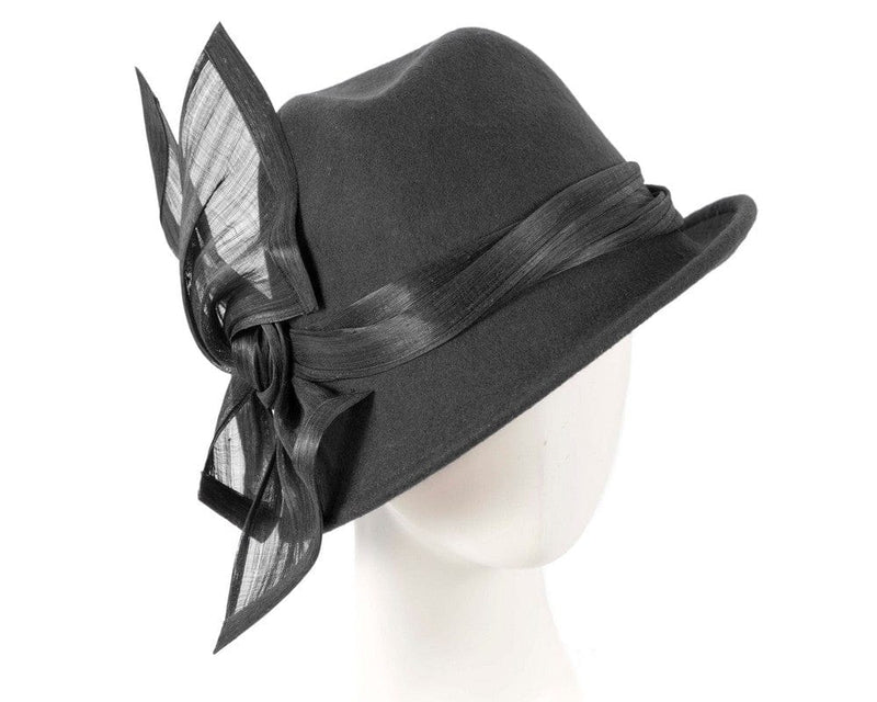 Cupids Millinery Women's Hat Black Black ladies winter fashion felt fedora hat by Fillies Collection