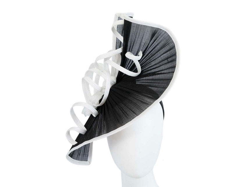 Cupids Millinery Women's Hat Black/Black Large black & white jinsin racing fascinator by Fillies Collection