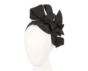 Cupids Millinery Women's Hat Black Black monstera leaves fascinator by Max Alexander