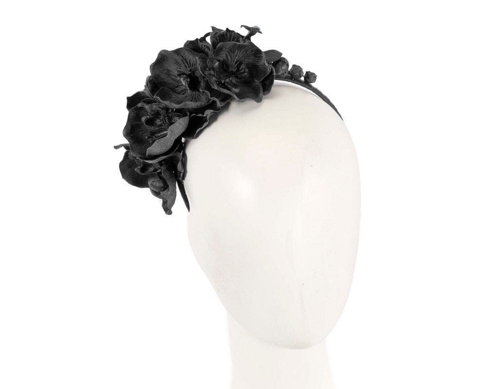 Cupids Millinery Women's Hat Black Black ocrhid flower headband fascinator