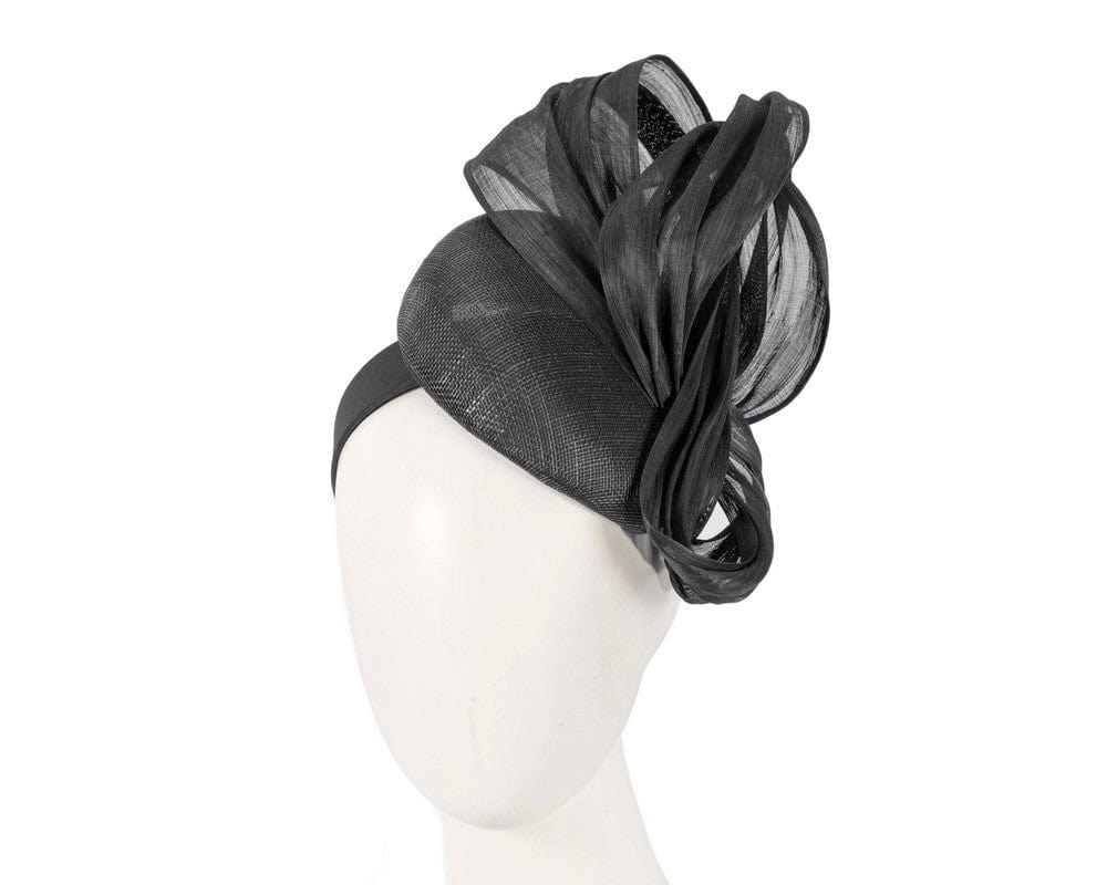 Cupids Millinery Women's Hat Black Black pillbox fascinator with silk abaca bow by Fillies Collection