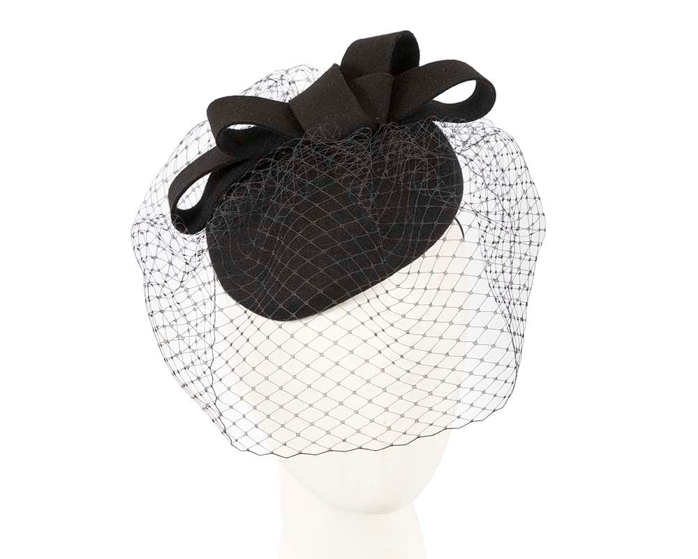 Cupids Millinery Women's Hat Black Black pillbox hat with face veil