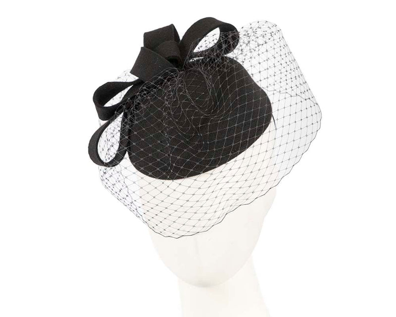 Cupids Millinery Women's Hat Black Black pillbox hat with face veil