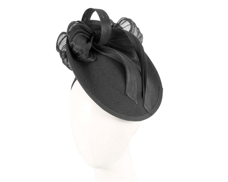 Cupids Millinery Women's Hat Black Black plate with bow winter fascinator by Fillies Collection