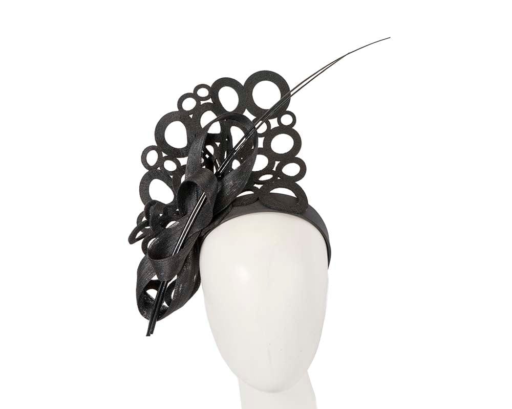 Cupids Millinery Women's Hat Black Black sculptured fascinator for racing