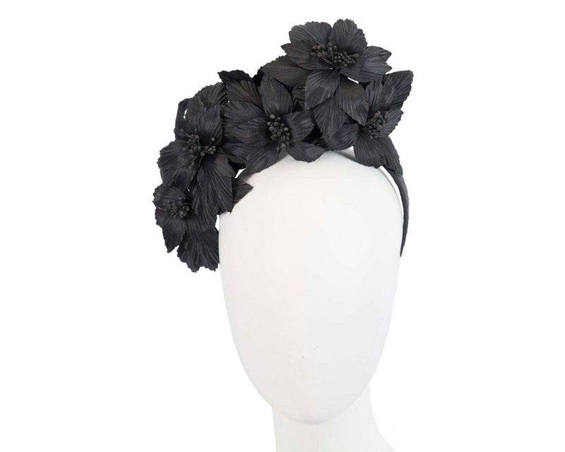 Cupids Millinery Women's Hat Black Black sculptured flower headband fascinator by Fillies Collection