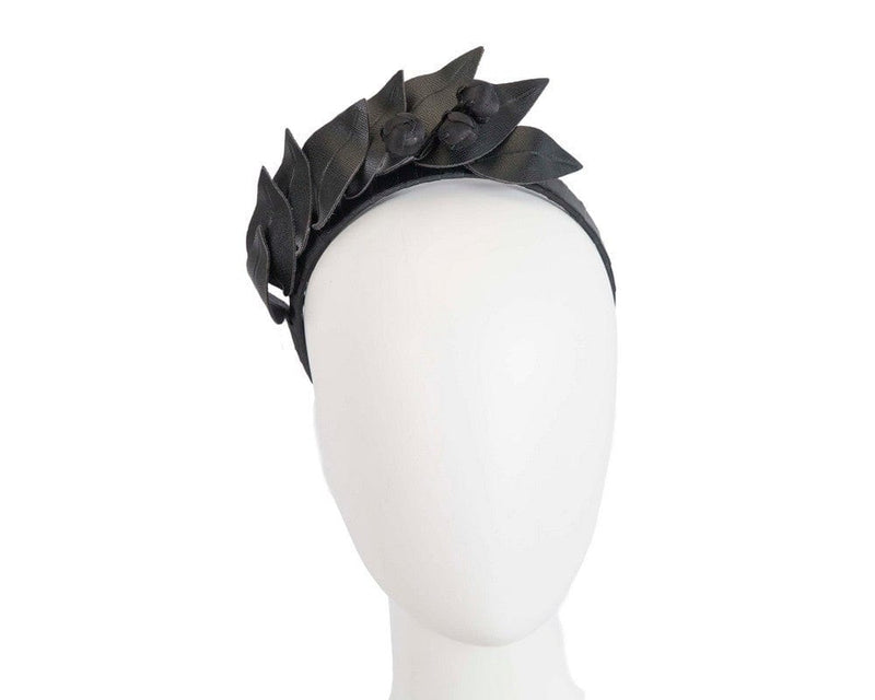 Cupids Millinery Women's Hat Black Black sculptured leather headband racing fascinator by Max Alexander