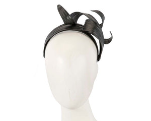 Cupids Millinery Women's Hat Black Black sculptured leaves fascinator by Max Alexander