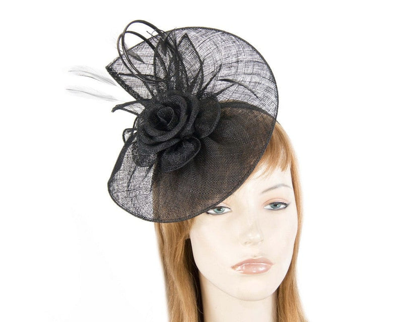 Cupids Millinery Women's Hat Black Black sinamay fascinator by Max Alexander