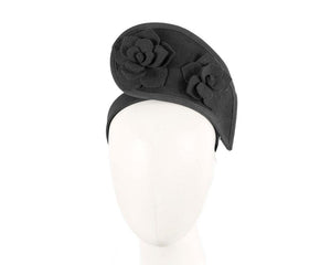 Cupids Millinery Women's Hat Black Black tall winter racing crown fascinator