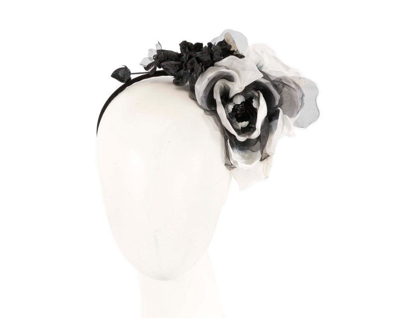 Cupids Millinery Women's Hat Black Black & white flower headband fascinator by Max Alexander