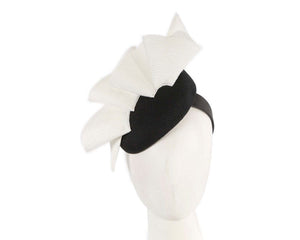 Cupids Millinery Women's Hat Black Black & white pillbox fascinator by Fillies Collection