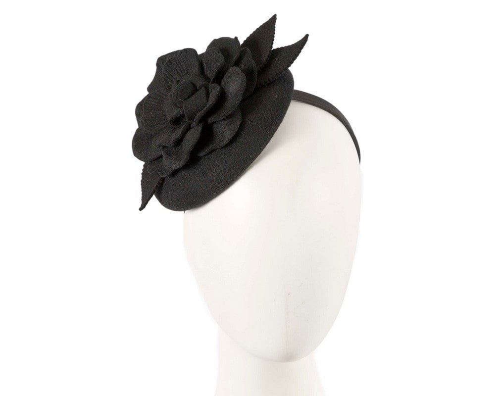 Cupids Millinery Women's Hat Black Black winter pillbox fascinator by Max Alexander