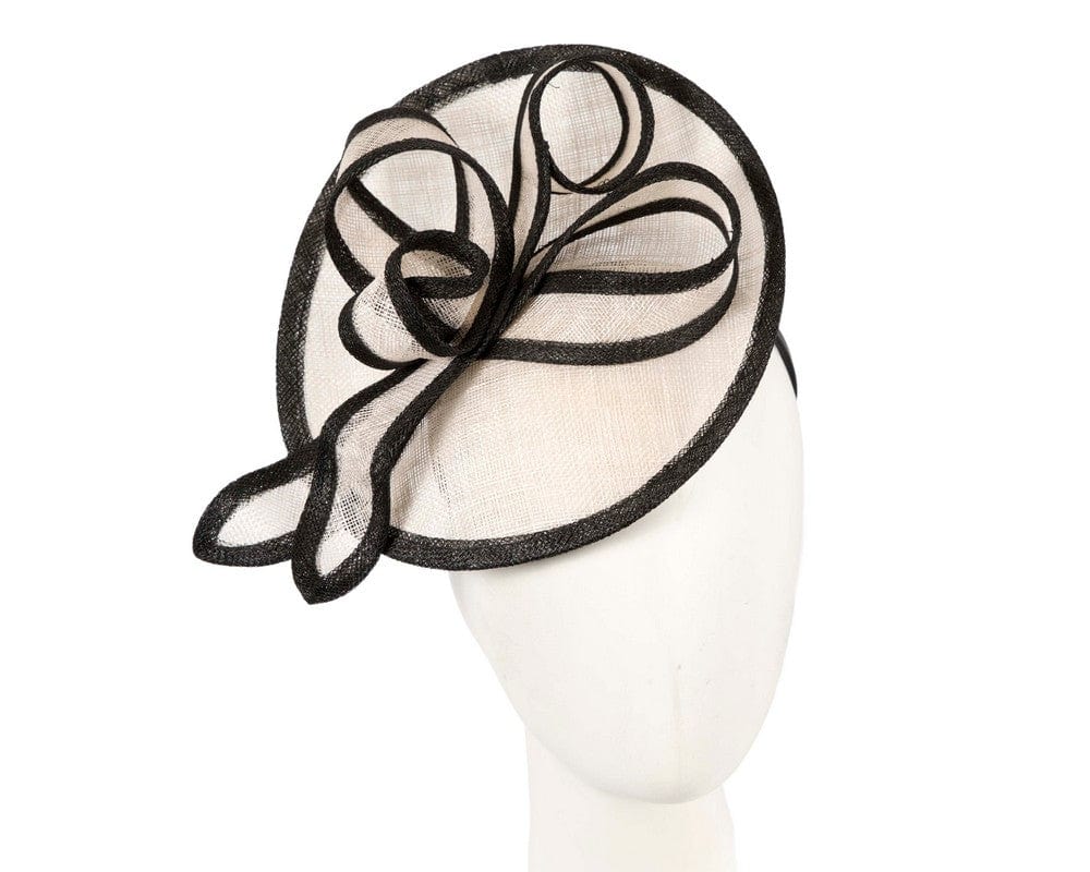 Cupids Millinery Women's Hat Black Cream & Black sinamay fascinator by Max Alexander