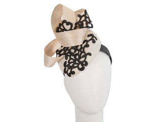 Cupids Millinery Women's Hat Black/Cream Stunning cream & black pillbox fascinator with lace by Fillies Collection