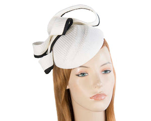 Cupids Millinery Women's Hat Black/Cream White & black pillbox fascinator by Max Alexander