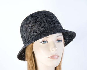 Cupids Millinery Women's Hat Black Crocheted black cloche hat