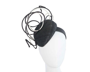 Cupids Millinery Women's Hat Black Designers black & white pillbox fascinator by Fillies Collection