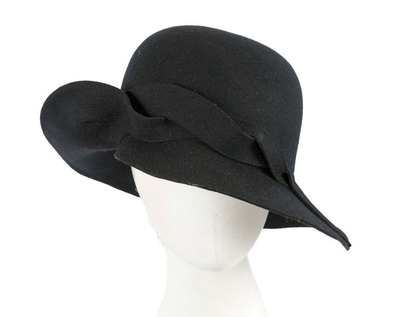 Cupids Millinery Women's Hat Black Exclusive wide brim black felt hat by Max Alexander