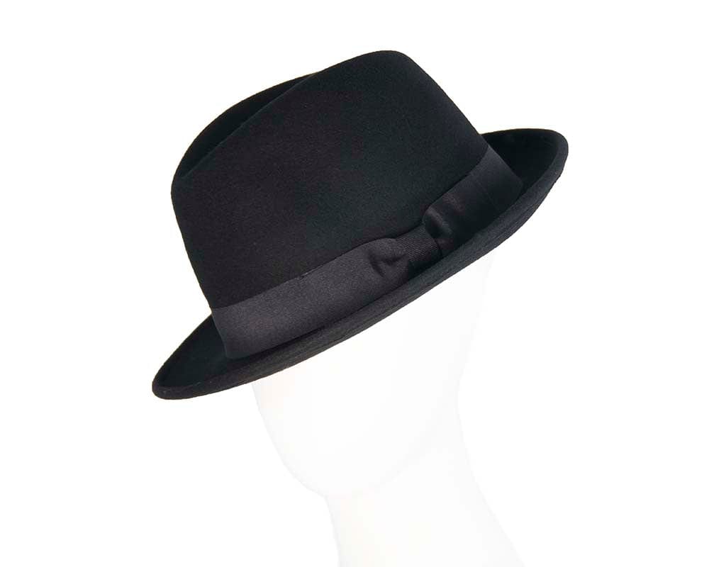 Cupids Millinery Women's Hat Black Fedora Felt Blues Brothers Homburg Hat