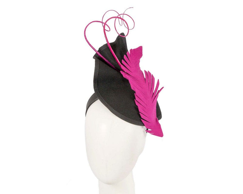 Cupids Millinery Women's Hat Black/Fuchsia Exclusive black  & fuchsia felt winter racing fascinator by Fillies Collection