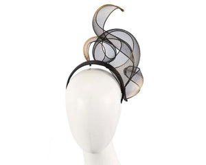 Cupids Millinery Women's Hat Black/Gold Bespoke black and gold fascinator by Cupids Millinery Melbourne