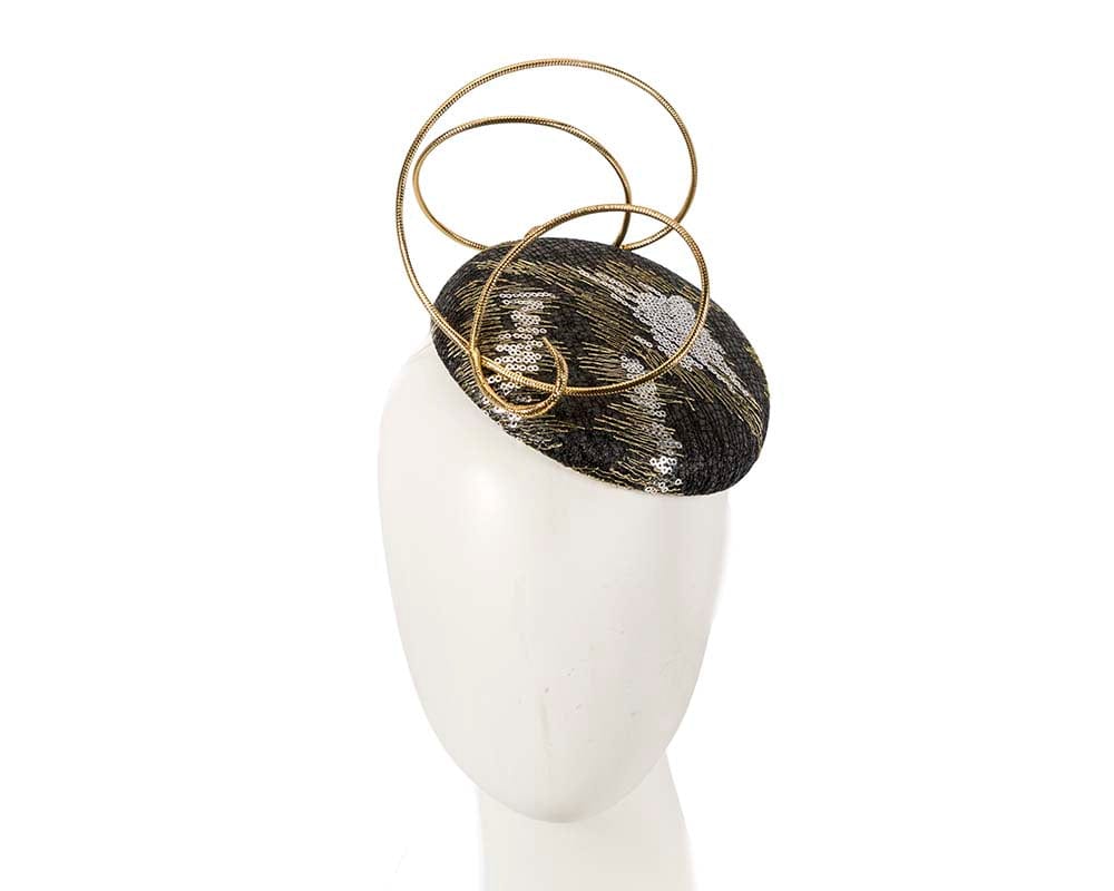 Cupids Millinery Women's Hat Black/Gold Bespoke designers black & gold fascinator