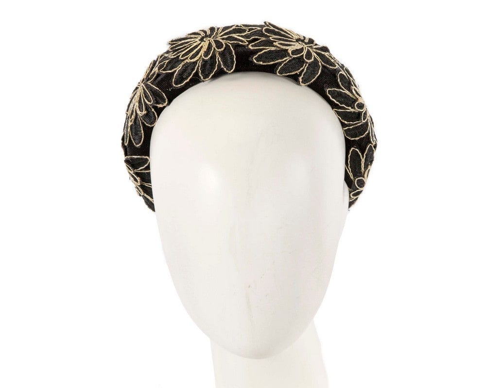 Cupids Millinery Women's Hat Black/Gold Black and gold puffy headband by Max Alexander