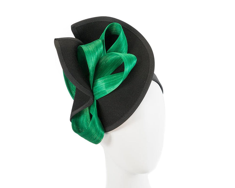 Cupids Millinery Women's Hat Black/Green Twisted black & green felt fascinator by Fillies Collection