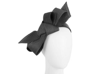 Cupids Millinery Women's Hat Black Large black bow racing fascinator by Max Alexander