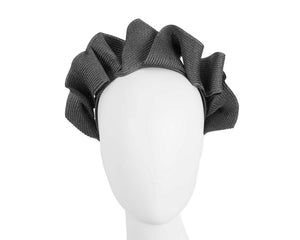 Cupids Millinery Women's Hat Black Large black crown racing fascinator by Max Alexander