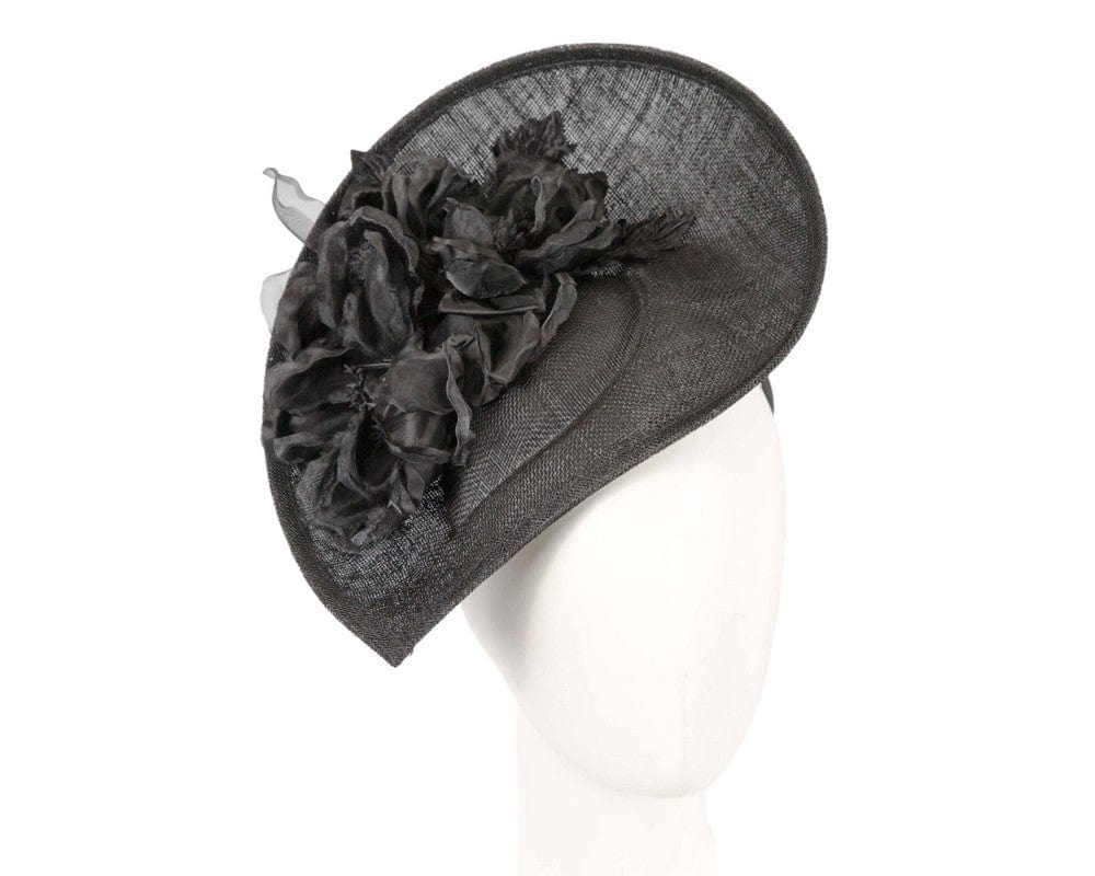 Cupids Millinery Women's Hat Black Large black flower fascinator by Max Alexander