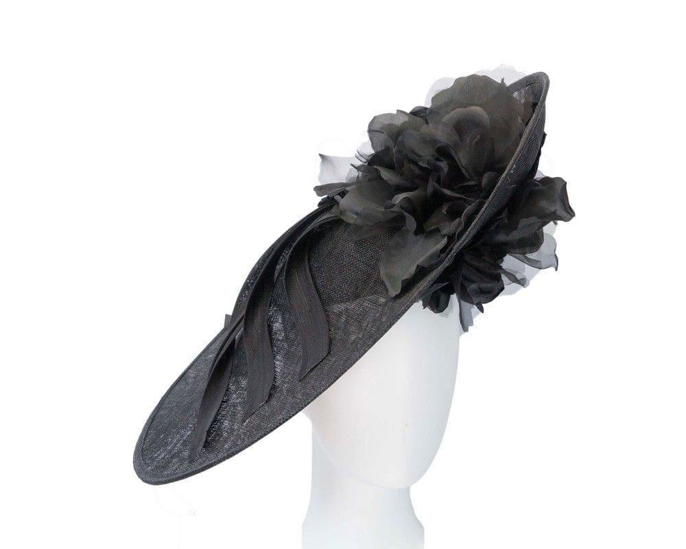 Cupids Millinery Women's Hat Black Large black plate racing fascinator by Fillies Collection