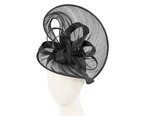 Cupids Millinery Women's Hat Black Large black silk abaca heart fascinator
