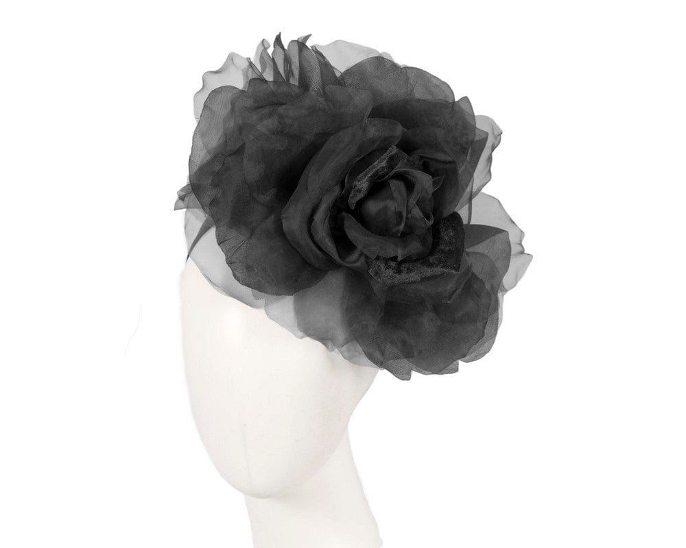 Cupids Millinery Women's Hat Black Large black silk flower fascinator by Fillies Collection