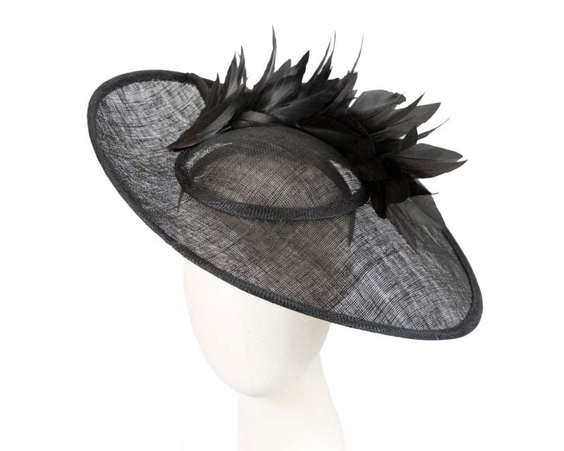 Cupids Millinery Women's Hat Black Large black sinamay fascinator hat by Max Alexander