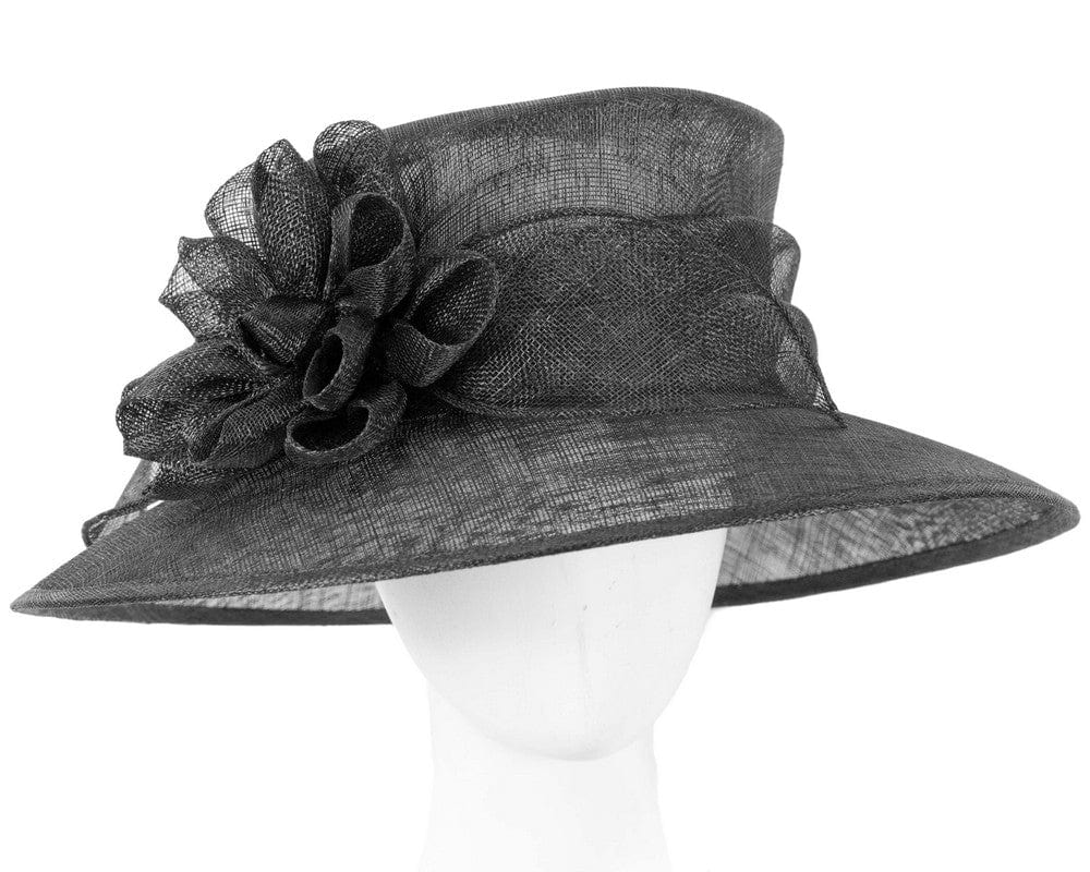 Cupids Millinery Women's Hat Black Large black sinamay racing hat