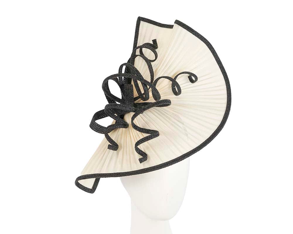 Cupids Millinery Women's Hat Black Large cream and black jinsin racing fascinator by Fillies Collection