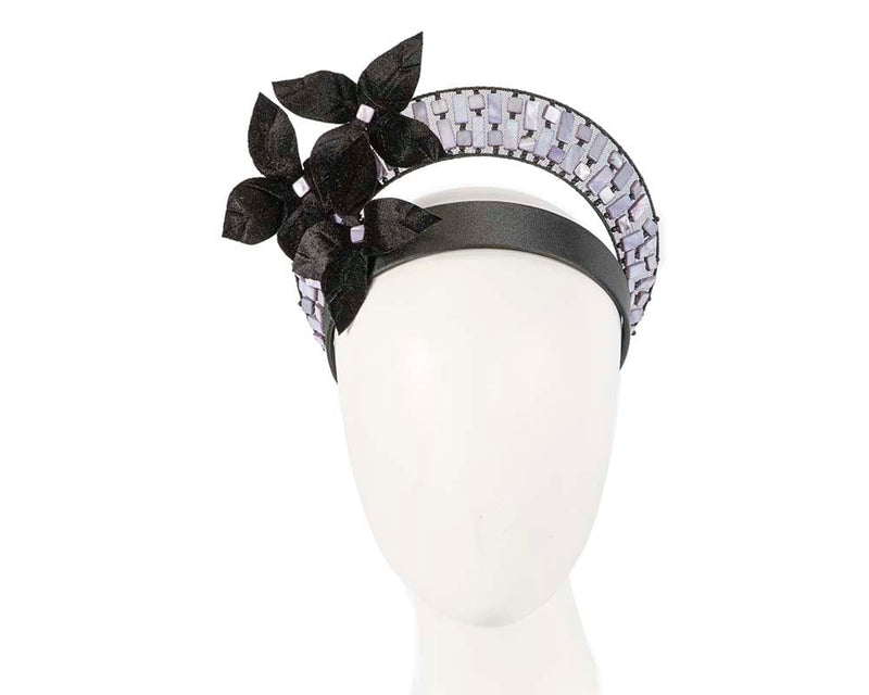 Cupids Millinery Women's Hat Black/Lilac Bespoke headband by Cupids Millinery Melbourne