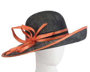 Cupids Millinery Women's Hat Black/Orange Black & orange fashion racing hat by Max Alexander