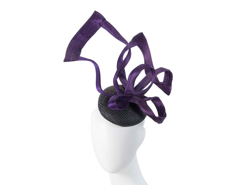 Cupids Millinery Women's Hat Black/Purple Black purple racing facinator hat for Melbourne Cup Ascot by Fillies Collection