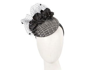 Cupids Millinery Women's Hat Black/Silver Winter racing pillbox fascinator by Fillies Collection