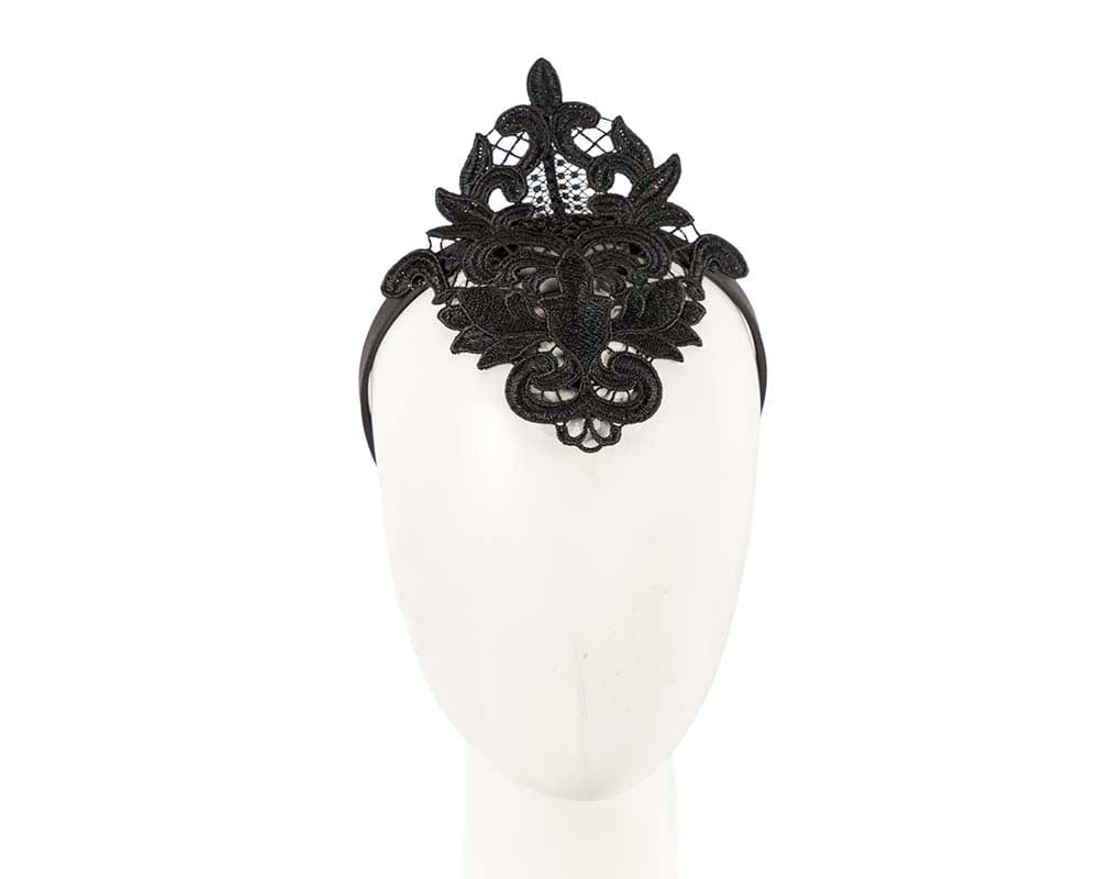 Cupids Millinery Women's Hat Black Small black lace crown racing fascinator by Max Alexander