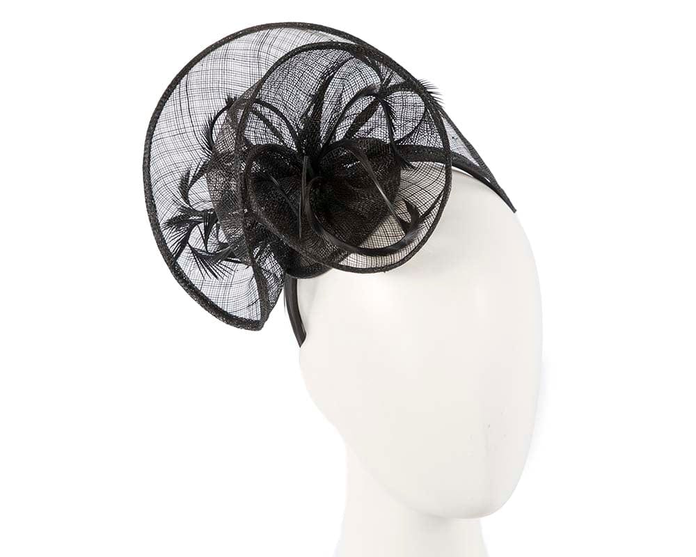 Cupids Millinery Women's Hat Black Stylish black sinamay fascinator by Max Alexander