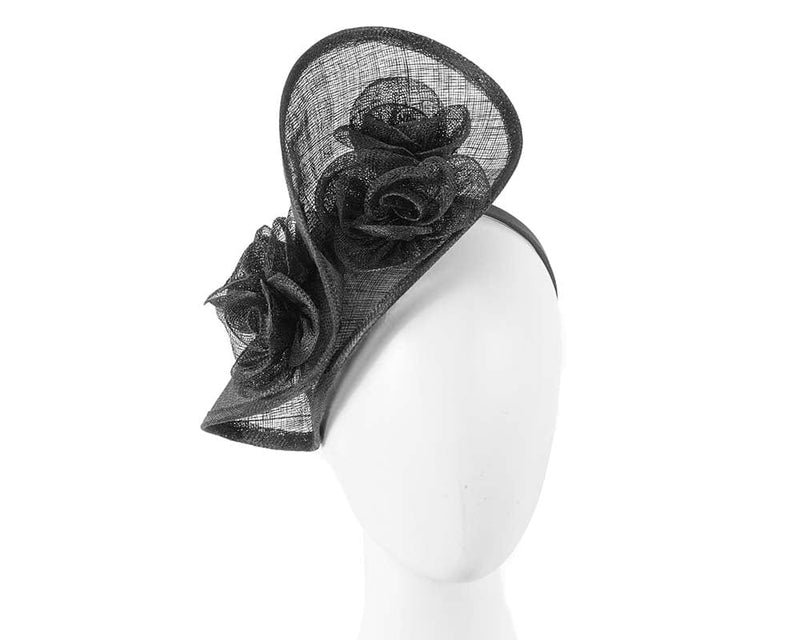 Cupids Millinery Women's Hat Black Tall black sinamay fascinator by Max Alexander