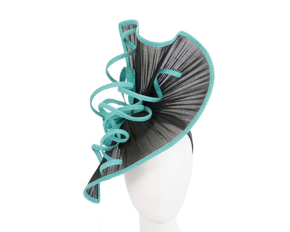 Cupids Millinery Women's Hat Black/Turquoise Large black & turquoise jinsin racing fascinator by Fillies Collection