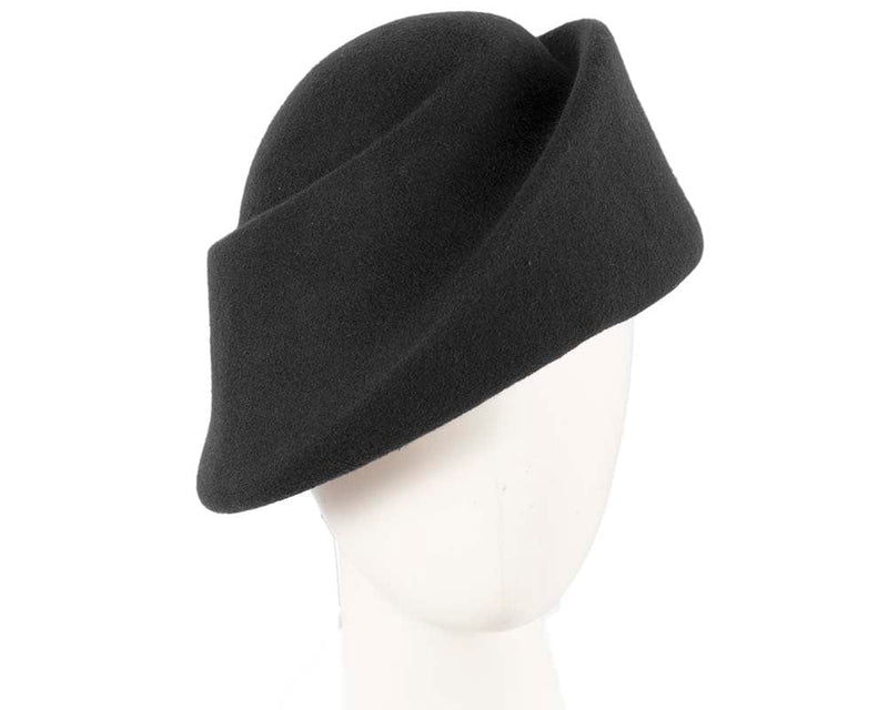 Cupids Millinery Women's Hat Black Unique black ladies winter felt fashion hat