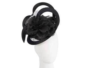 Cupids Millinery Women's Hat Black Unusual black Fillies Collection fascinator with flower for Melbourne Cup