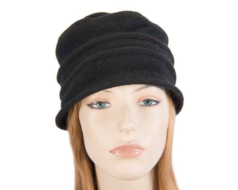 Cupids Millinery Women's Hat Black Warm black winter bucket hat by Max Alexander