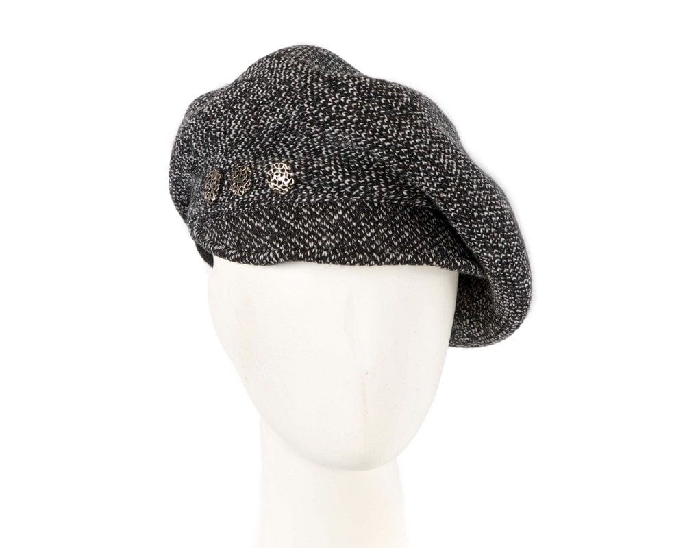 Cupids Millinery Women's Hat Black Warm charcoal wool winter fashion beret by Max Alexander
